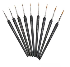 9-Pack Mini Paint Brush Set – Weasel Hair Detail Brushes for Art, Models & Nails