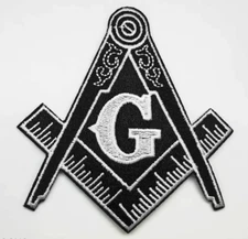 MASONIC FREE MASON - SQUARE COMPASS LOGO - Embroidered Iron-On/Sew-On Patch