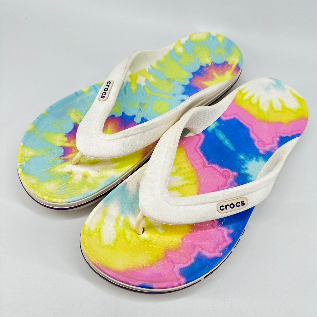 CROCS Men\'s Colorful Tie-Dye Sandals Sz-11 Crocs CLASSIC LINED TIE-DYE CLOG / Fuzzy Slippers Mens 11  main image 3