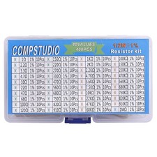 	1/2W 1% 40 Values 400pcs Resistor Assortment Kit 1/2 Watt Metal Film Fixed	