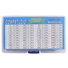 	1/2W 1% 40 Values 400pcs Resistor Assortment Kit 1/2 Watt Metal Film Fixed	