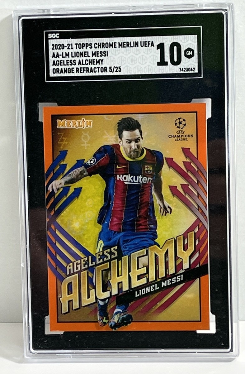 2020 Topps Merlin UEFA ageless alchemy Orange Lionel Messi /25 SGC