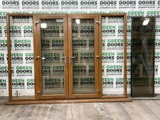 TRIPLE GLAZED FRENCH DOORS GOLDEN OAK UPVC BROWN WOODGRAIN WITH SIDELIGHTS UPVC