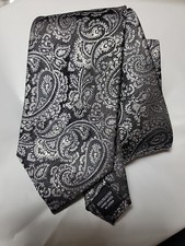 Platinum Designs Mens Formal Necktie 59"Lx3.5"W Black/Silver Neck Tie