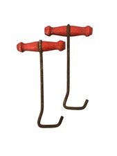 VTG Red Wooden Handle Sturdy Metal Boot Strap Pullers Farmhouse Ranch Decor