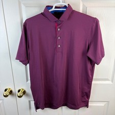 Greyson Short Sleeve Polo Shirt Striped Burgundy Blue Large L Men's Golf