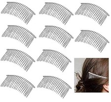 Hair Combs,10 pieces 20 Teeth Fancy DIY Metal Wire 2.9inch 1.4 Inch, Silver