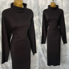 New NEW LOOK CURVES Black Long Sleeve Turtle Neck Long Slim Classy Dress Size 22