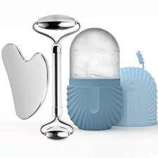 Ice Face Roller Facial Skincare Ice Roller Set, Stainless Steel Facial Roller Gu