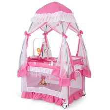 HONEY JOY 4-in-1 Pack and Play Canopy Baby Playard Changing Table Bassinet