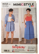 Simplicity Pattern 8558 Misses Knit Crop Top Jacket Wide Leg Pants Shorts 16-24
