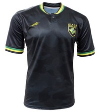 Brazil Soccer Fan Jersey Black V‑Neck | Sublimated 100% Polyester