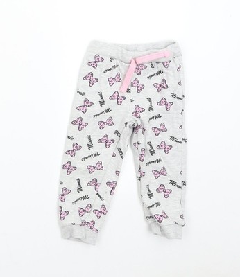 Girls UK Size 2 Years Disney Baby Regular Fit Sweatpants Grey Trousers