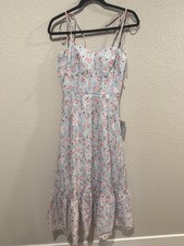 Lulus Alexia Floral Tie Strap Midi Dress Small NWT