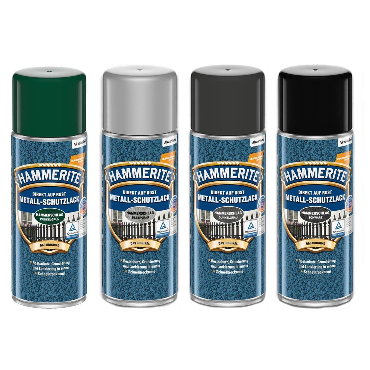 Hammerite Hammerlack Spray – Super Rostschutz In Schwarz, 400ml Dose Mit Hammerschlag-Optik