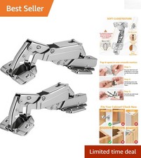 175° Soft Close Hinges for Frameless Cabinets - Nickel-Plated Steel, 1 Pair