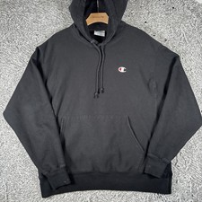 Champion Reverse Weave Hoodie Men’s Large Pullover Black Activewear Gym Winter