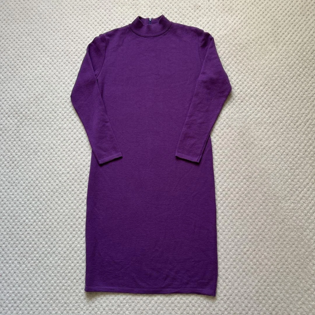 Autentico abito in maglia Christian Dior taglia M manica lunga viola donna vintage