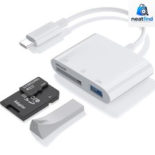 SD Card Reader for iPhone iPad USB C MicroSD SD Card Adapter Compact Plug  Play