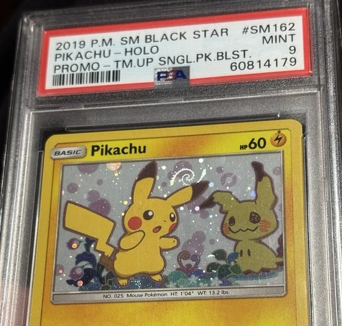Pikachu SM162 Promo Holo Pokemon Team Up Mew Tail HD SWIRL PSA 9 Mint Galaxy