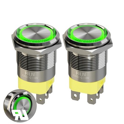 FILN 20 Amp 22 mm (7/8'') 2-Piece Latching High Current Pushbutton Switch 110...