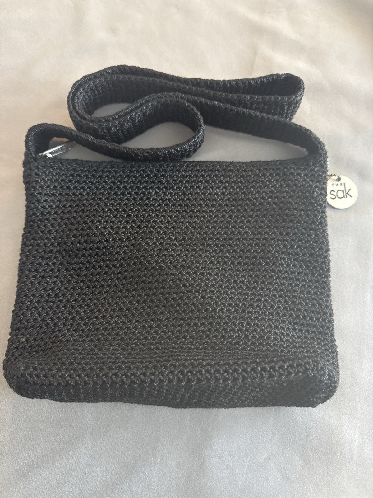 Sak Black Crochet Shoulder Bag Handbag Hobo Crossbody Purse. Great Condition
