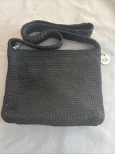 Sak Black Crochet Shoulder Bag Handbag Hobo Crossbody Purse. Great Condition
