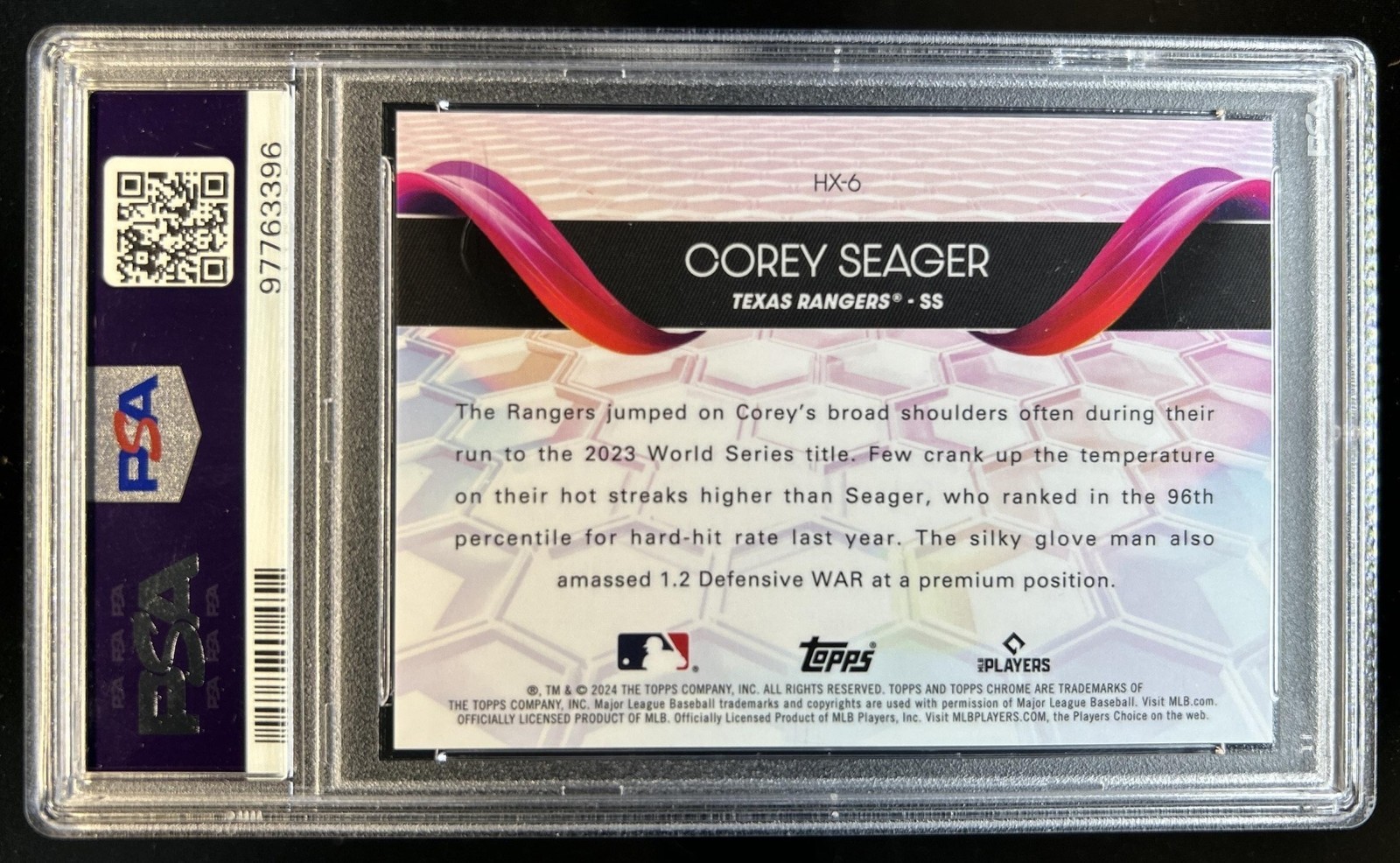 2024 Topps Chrome Corey Seager Helix SP #HX-6 Rangers PSA 10 GEM MINT view 2