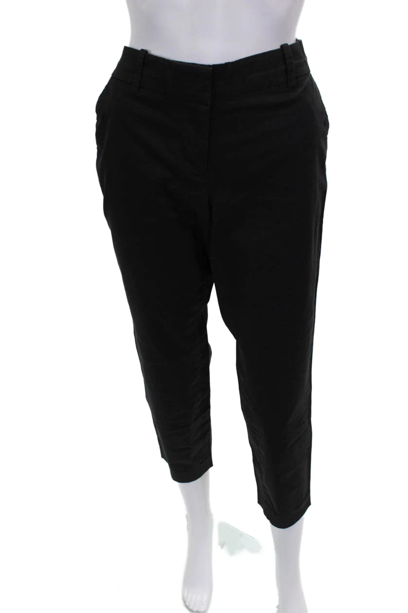 J Crew Womens Black Capri Pants Zip Inseam 26 Size 6