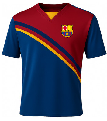 Rhinox FC Barcelona Jersey Men's Blue Maroon Diagonal Stripe Licensed Fan Shirt