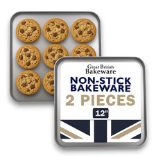 2x 31cm Square Oven Cookie Baking Tray Superior Non Stick, Made in England
