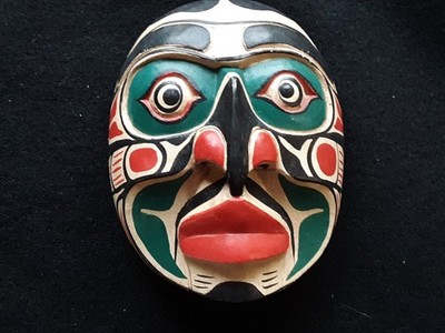 NORTHWEST COAST CLASSIC DESIGN, ''GREEN WARRIOR''  EFFIGY MASK, WY-0626*07664