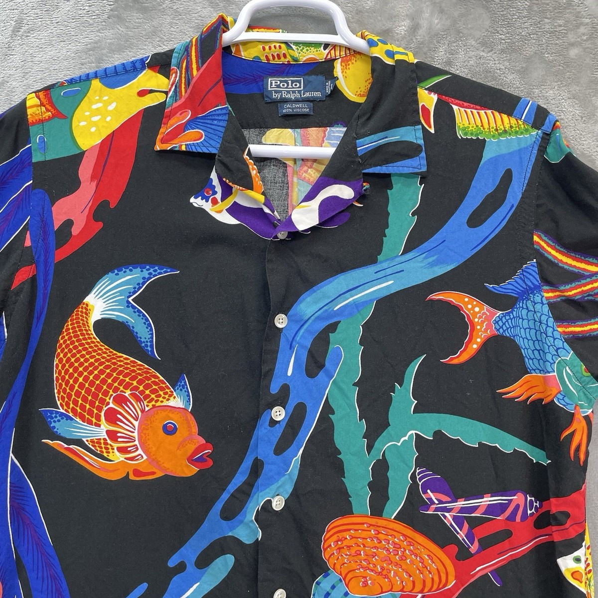 Polo Ralph Lauren Shirt Men Large Caldwell koi fish ocean Asian