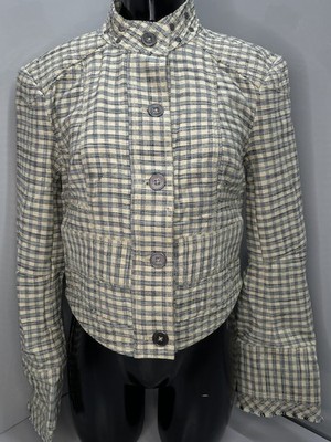 Free People Womens Jacket Neutral Combo Size S Point It Blind Boxy Cropped