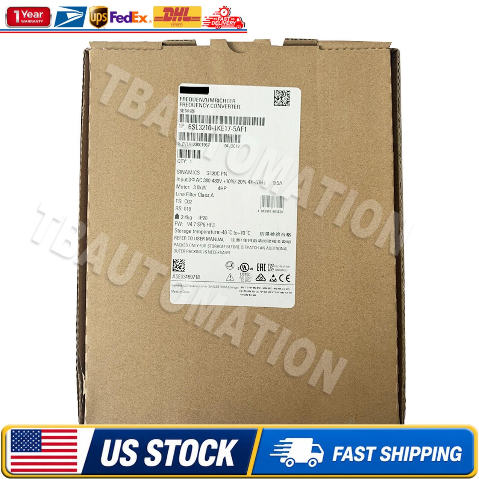 New Siemens 6SL3210-1KE17-5AF1 6SL3 210-1KE17-5AF1 G120C RATED POWER 3,0KW