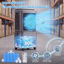 30L Portable Air Conditioner Evaporative Air Cooler Up to 24H Cooling