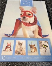 Hallmark Blank Note Cards Cute Pets Dogs Cats Animals Envelopes 12 Count