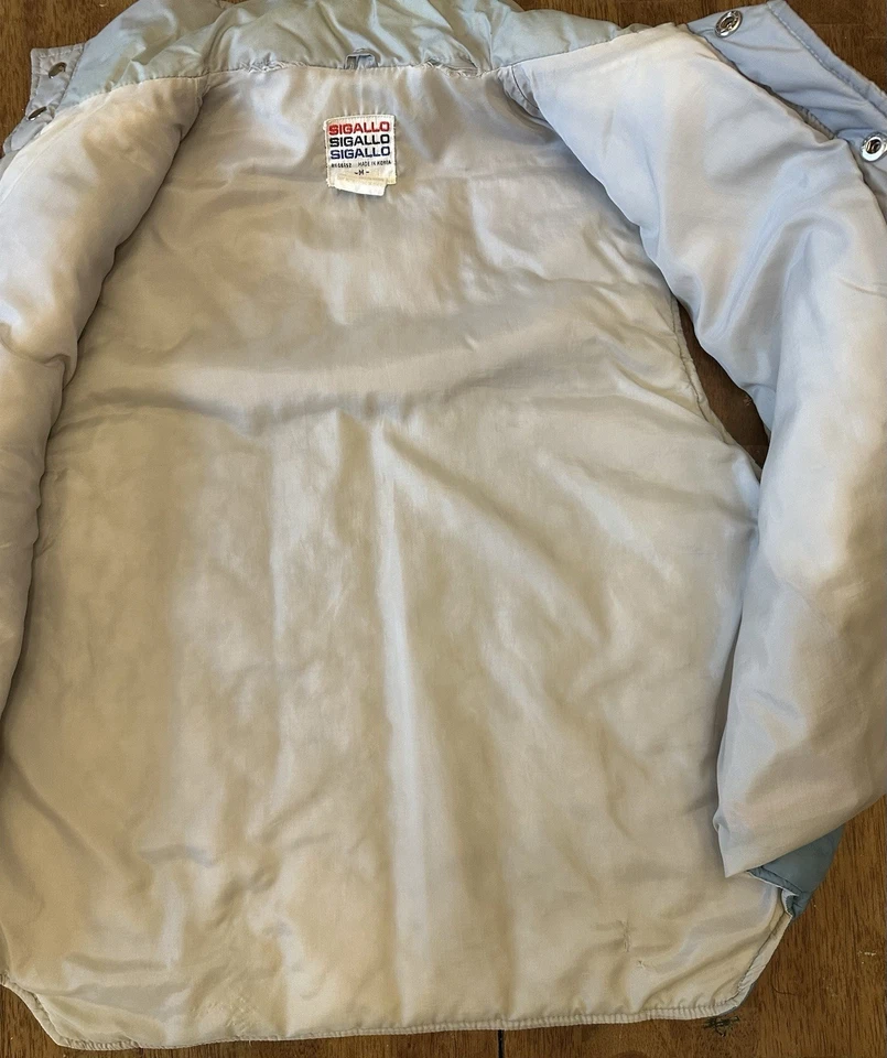 Vintage 70s Sigallo Puffer Vest, Med, Blue/Grey/White Colorblock - Image 3 of 4