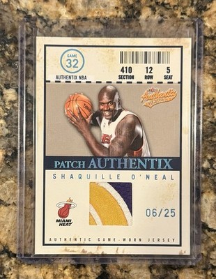 2004 Fleer Authentix Shaquille O’Neal Game-Worn Lakers Logo Patch SP /25 #JA-SO