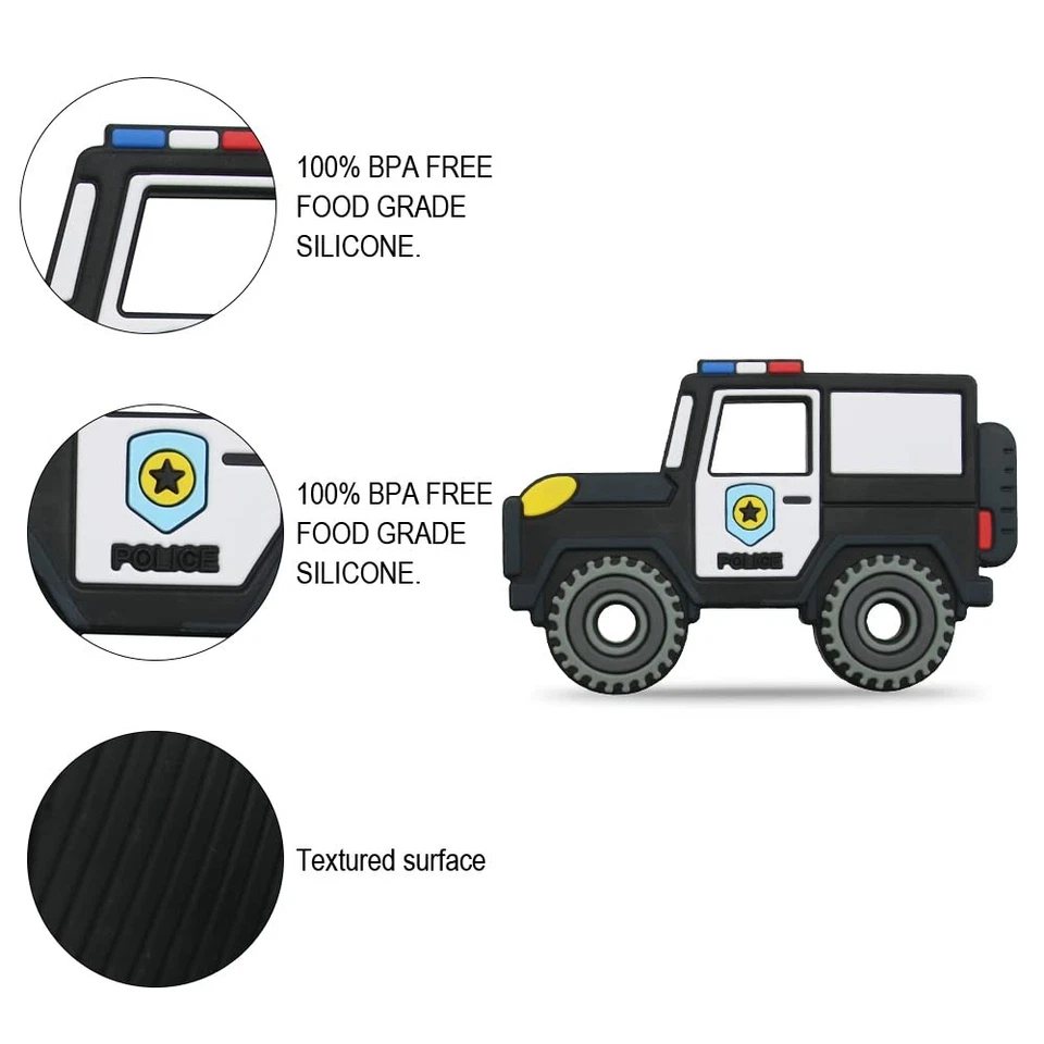 Baby Food Grade Silicone Carrier Vehicle Teether Toy with Pacifier Clip Holde... - Image 2 of 4