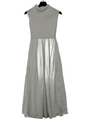 Maxikleid Linie + Punkte S in weiß