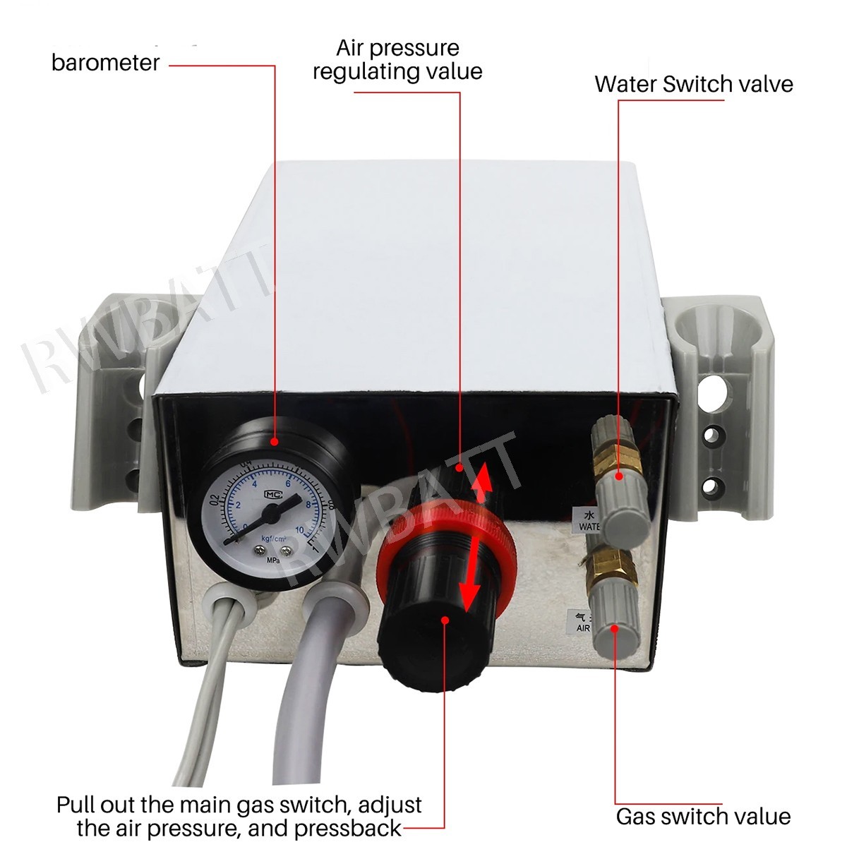 Portable Dental Turbine Unit 3 Way Syringe Weak Suction Work with Air Compressor