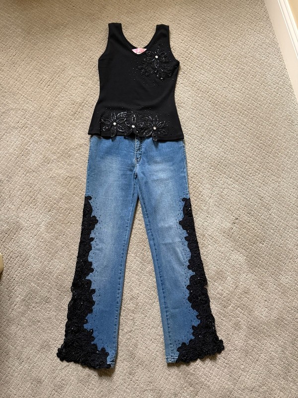 Vintage Sassy Thai Women’s Embellished Jeans and Top