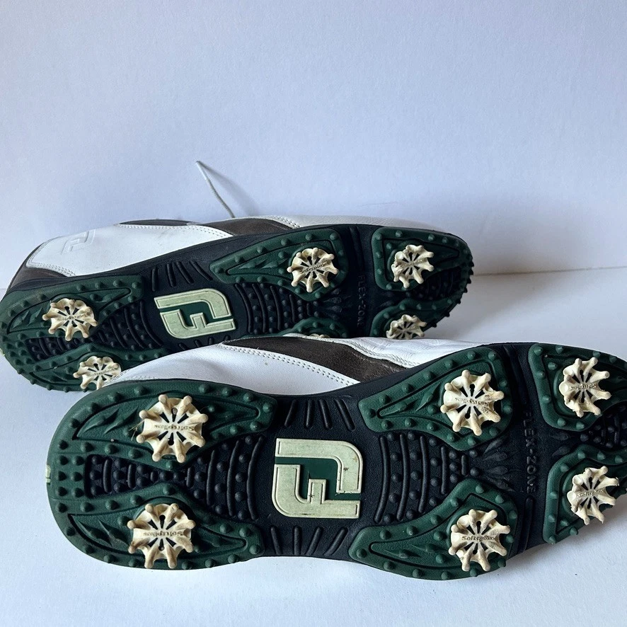 Footjoy FJ Hydrolite Golf Shoes White Brown Leather Size 10.5  - Image 3 of 4