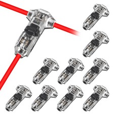 10 Pack T Type 1 Pin Low Voltage Wire Connector, Quick Solderless Red