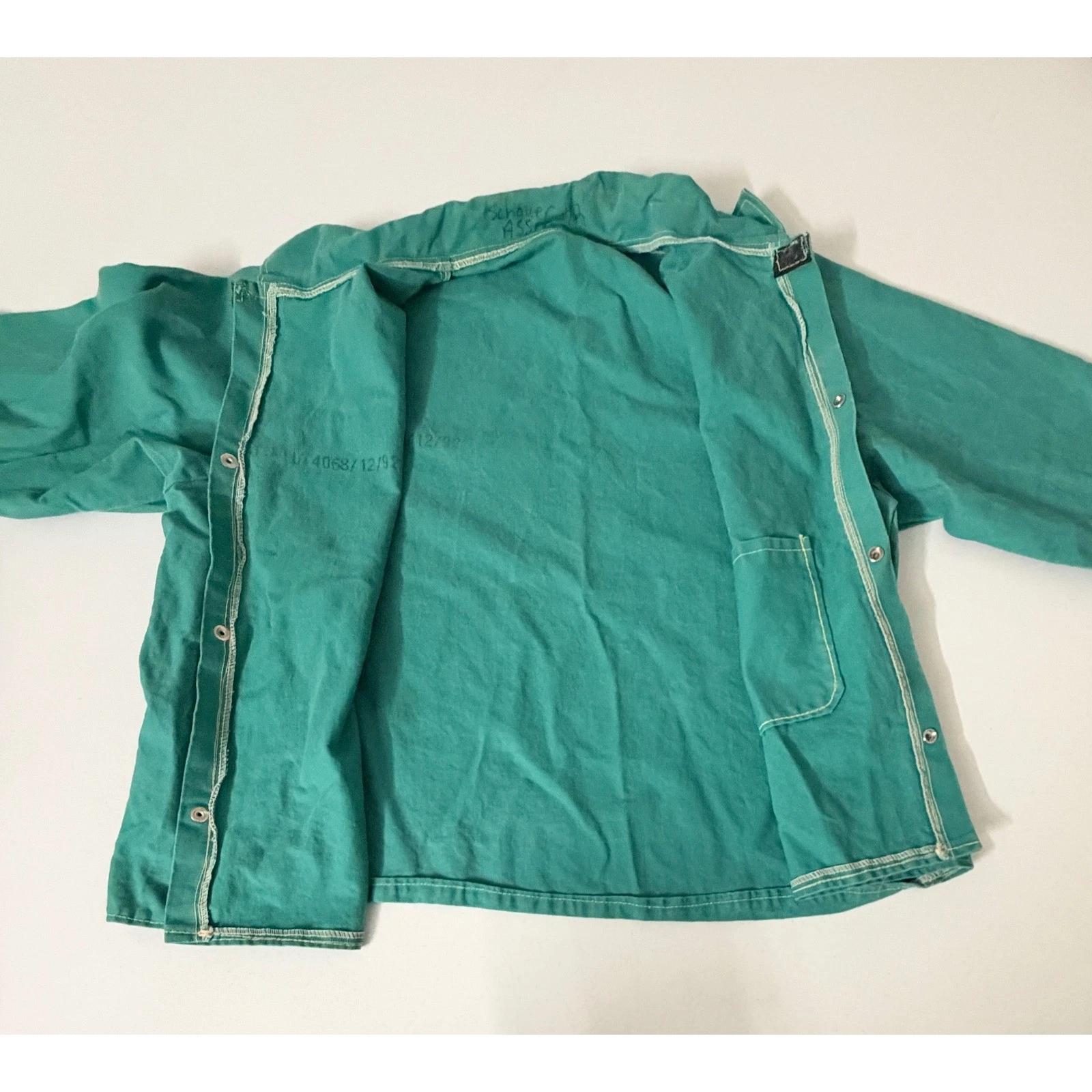 Vtg European Green Canvas Chore Jacket Mens 2XL Snap Button Workwear Boxy RARE - product detail image 6