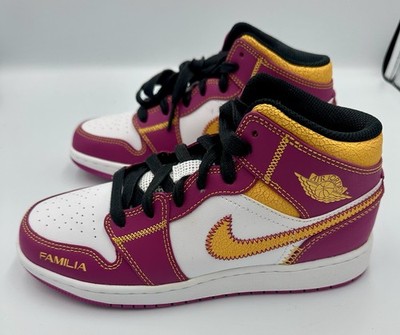 Jordan Air Jordan 1 Mid DOD GS White Gold Leather Sneakers 4.5Y DC0500-100