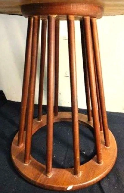 RARO Arthur Umanoff Mid-Century Moderno Años 60 Taburete Redondo Vinilo Negro Foto 3 de 4