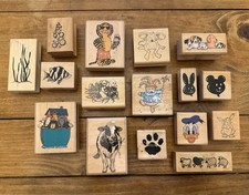 Lot of 16 Rubber Stamps 80 s 90 s Animals Ocean Kids Teacher Scrapbooking Cards