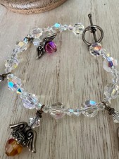 Handmade Angel Bracelet with Clear Crystal-Like Beads